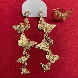 Butterfly Earrings With ring to match! $30
